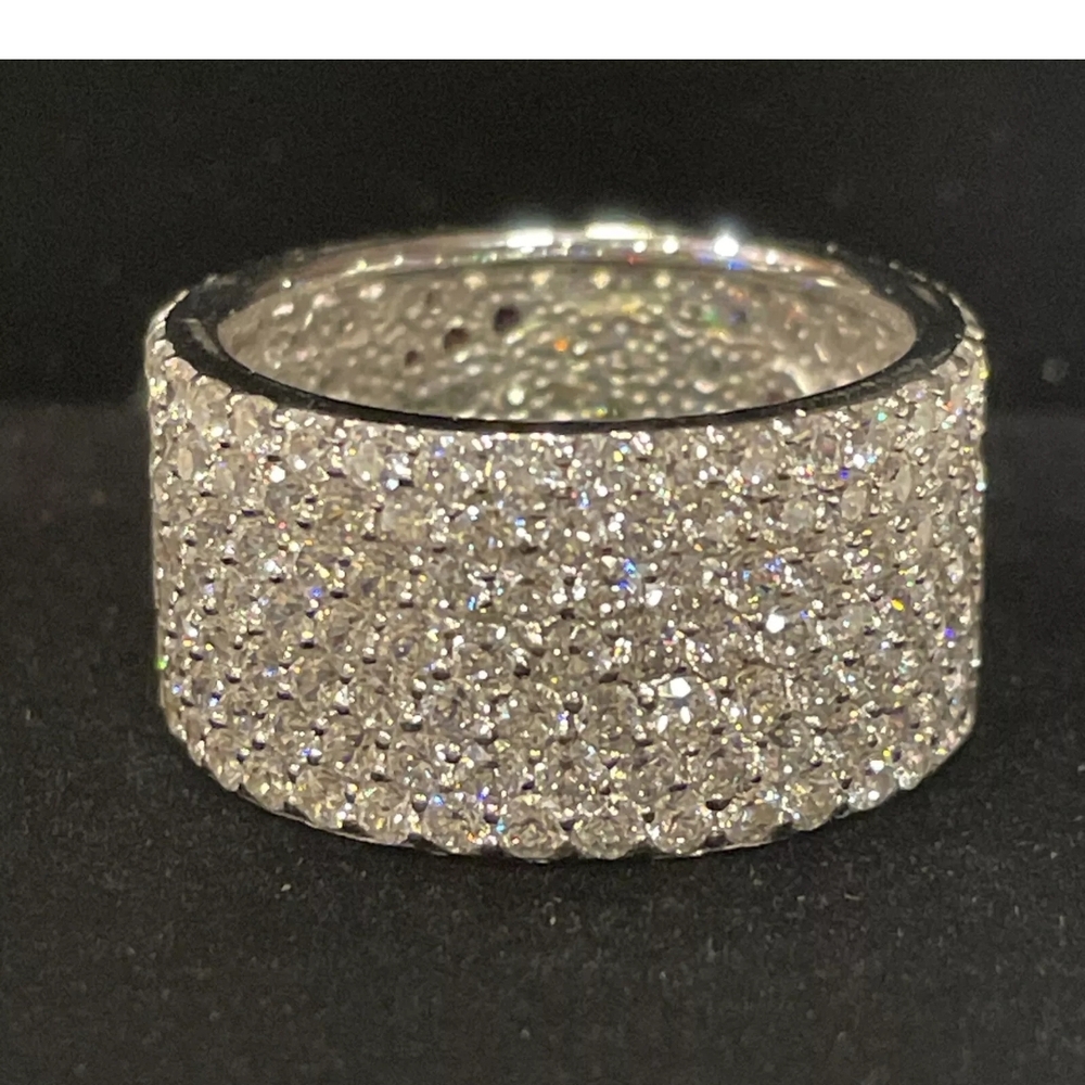 Hello Kitty Diamonique Sterling Silver Ring Blooming Flowers Eternity Band - Picture 10 of 13